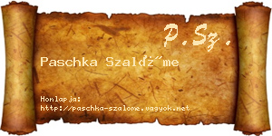 Paschka Szalóme névjegykártya